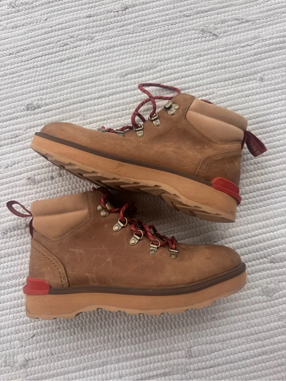 Sorel Madeline II Waterproof Leather Boots Tan Red Lace Women’s 11
